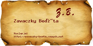 Zavaczky Beáta névjegykártya