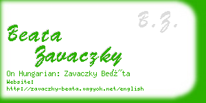 beata zavaczky business card